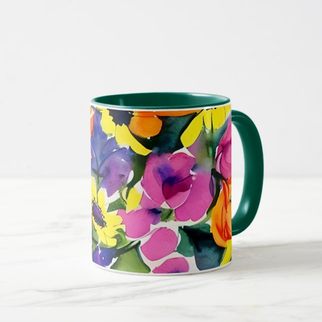 Mug Aquarelle colorée Art Floral (Devant droit)
