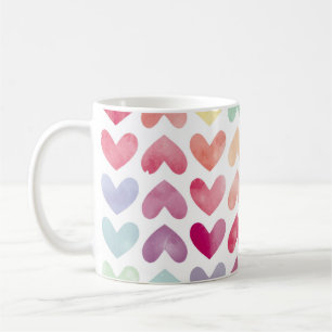 Mug Aquarelle colorée incolore peint coeur patter