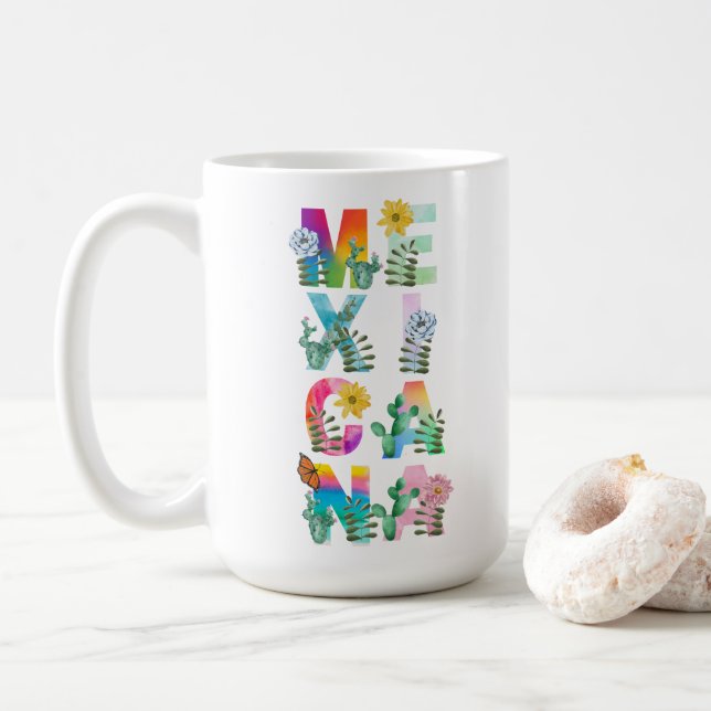 Mug Aquarelle colorée Mexicana Female (Avec donut)
