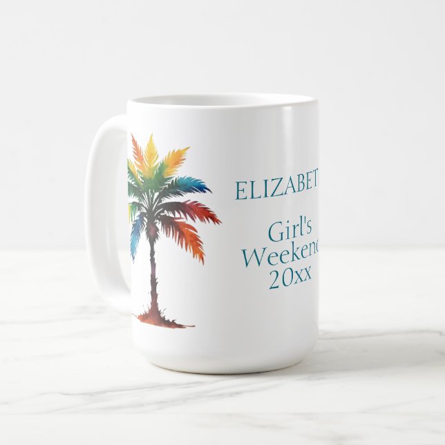 Mug Aquarelle colorée Palmiers Personnalisés (Devant gauche)