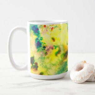 Mug Aquarelle colorée Vert jaune Art Abstrait