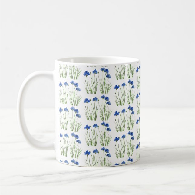 Mug Aquarelle Cornouailles Fleur sauvage Bleu Floral (Gauche)