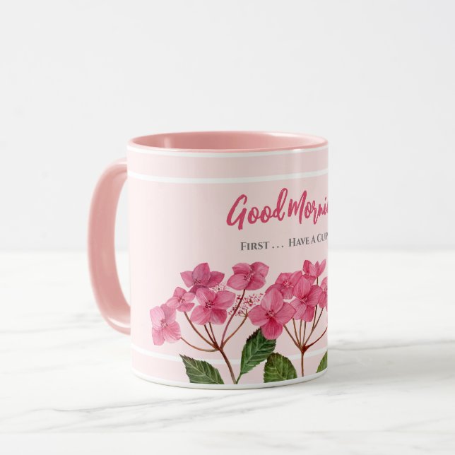Mug Aquarelle Cuppa Hydrangea rose (Devant gauche)