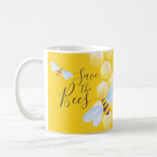 Mug Aquarelle d'abeille à miel jaune sauve les abeille