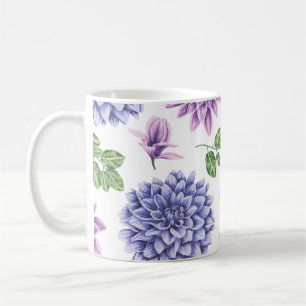 Mug Aquarelle Dahlias bleu pourpre