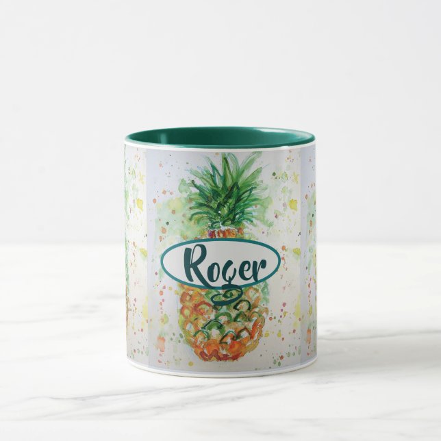 Mug Aquarelle d'ananas Vert citron vert (Centre)