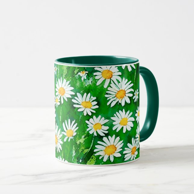 Mug Aquarelle dans un champ vert (Devant droit)