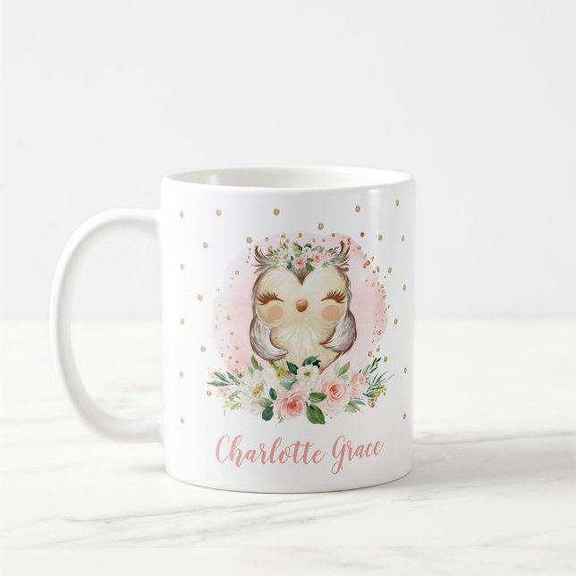 Mug Aquarelle d'Aquarelle d'Ours de Cute Blush Gold Fl (Gauche)