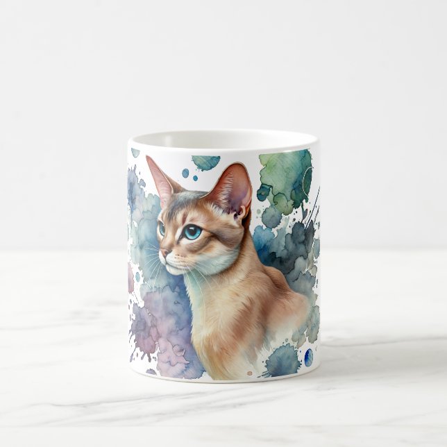 Mug Aquarelle de chat abyssinian Fawn (Centre)