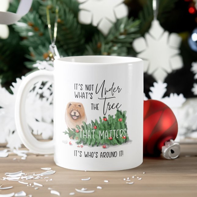Mug Aquarelle de chien coquin Chow Chow Knoked Tree ov (Naughty Dog Watercolor Chow Chow Knocked Tree Over Coffee Mug)