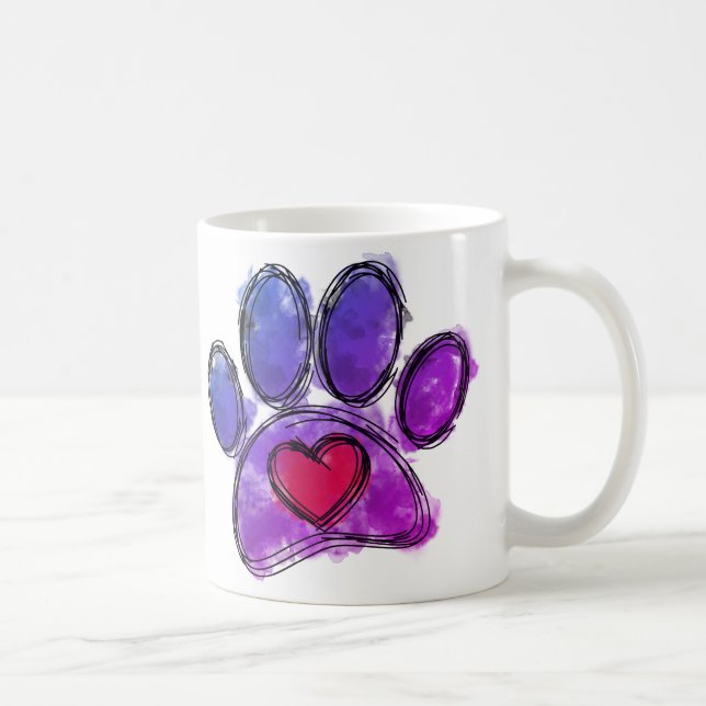 Mug Aquarelle de dessin Amoureux des chiens bleu et vi (Droite)