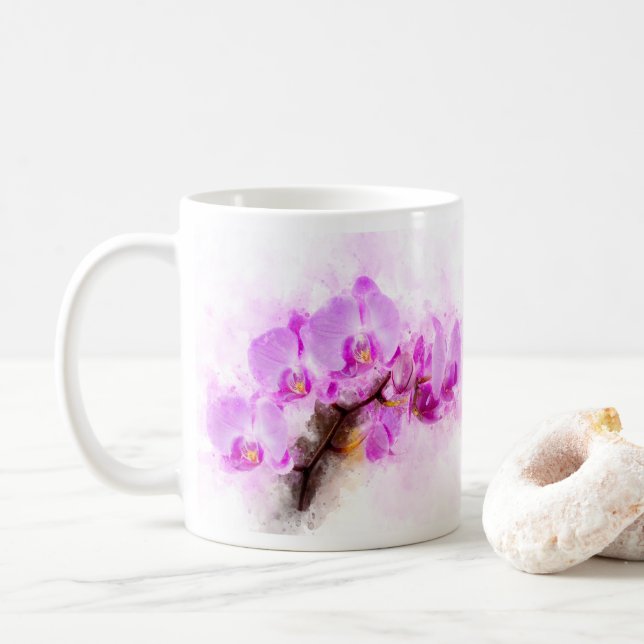Mug Aquarelle de fleur d'orchidée - rose wb 03 (Avec donut)