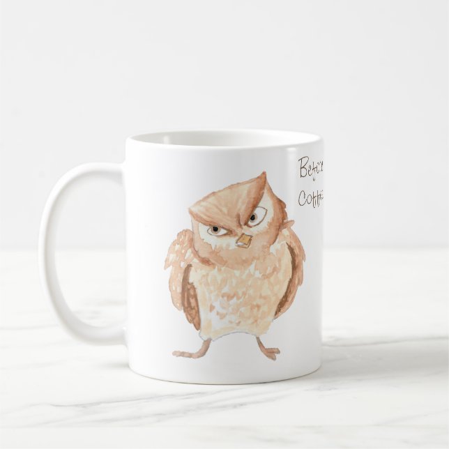 Mug Aquarelle de la chouette affamée avant et après (Gauche)