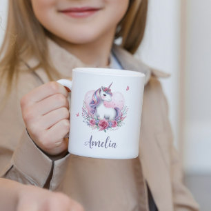 Mug Aquarelle de licorne magique Nom rose