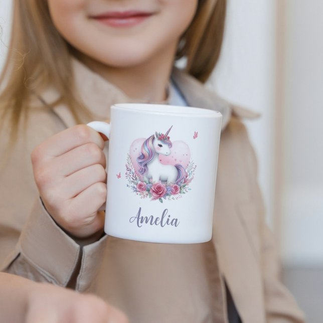 Mug Aquarelle de licorne magique Nom rose (Créateur téléchargé)