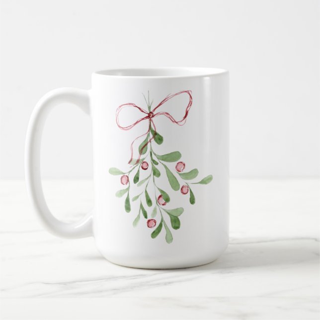 Mug Aquarelle de Noël Mistletoe (Gauche)