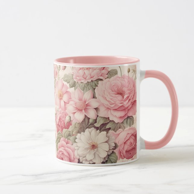 Mug Aquarelle délicate Roses roses roses et fleurs de  (Droite)
