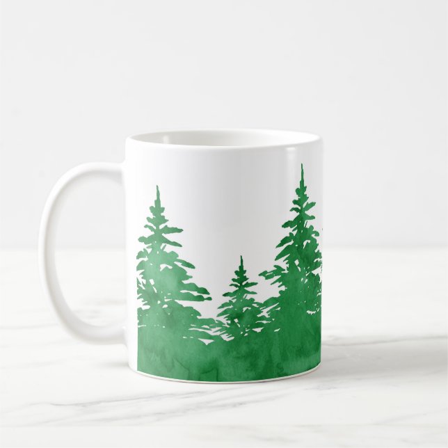Mug Aquarelle d'émeraude Arbres À feuillage persistant (Gauche)