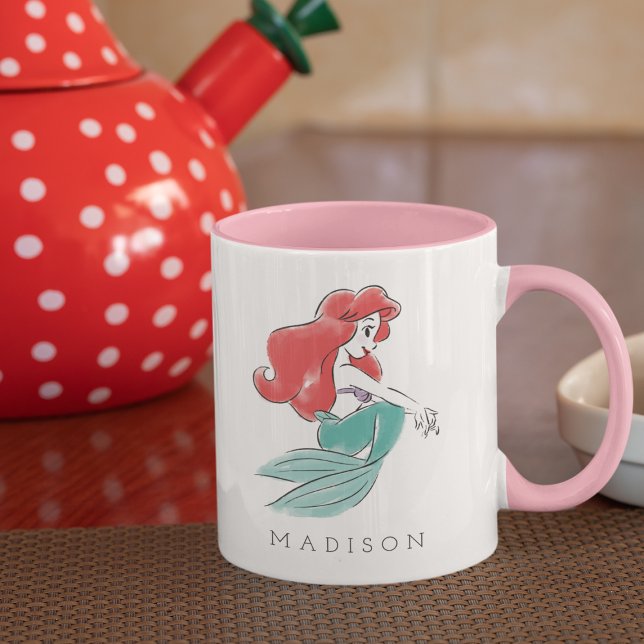 Mug Aquarelle Disney Princess Ariel | Ajouter Votre No (Créateur téléchargé)