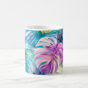 Mug Aquarelle d'or Paradis Feuille tropical