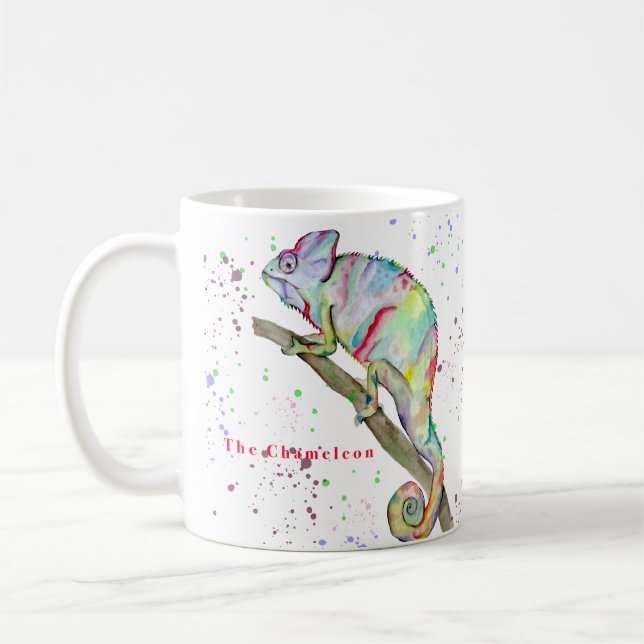 Mug Aquarelle drôle caméléon (Gauche)