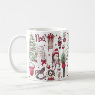 Mug Aquarelle éléments de Noël Rouge