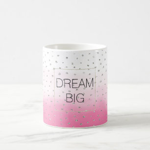 Mug Aquarelle en argent Confetti rose Ombre