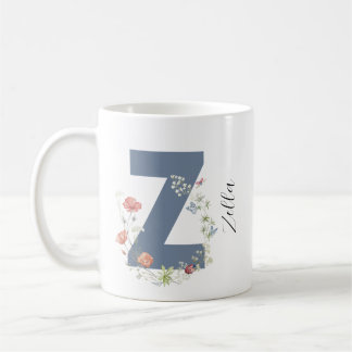 Mug Aquarelle esthétique Florale Lettre Z Monogramme