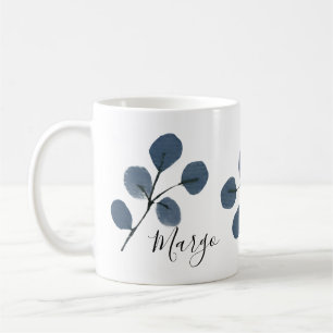 Mug Aquarelle Eucalyptus Bleu Botanique Main peinte