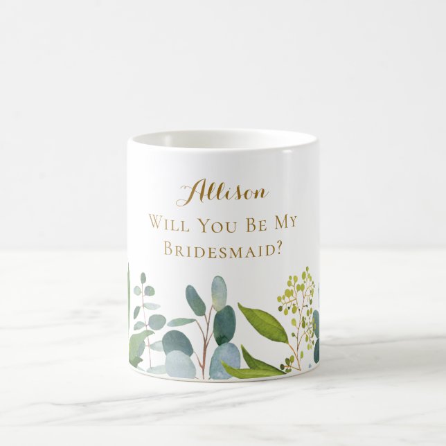 Mug Aquarelle Eucalyptus Feuilles (Centre)