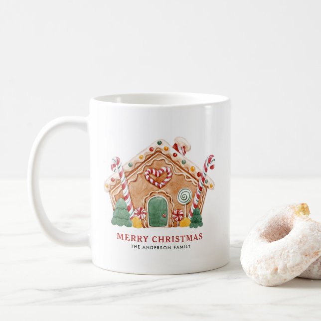 Mug Aquarelle Festif pain d'épices Maison Noël (Avec donut)