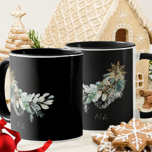 Mug Aquarelle Feuille moderne Script Joyeux Noël