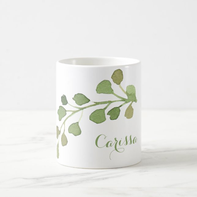 Mug Aquarelle Feuilles de café de feuillage (Centre)