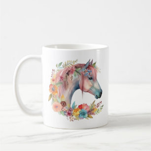 Mug Aquarelle Fleur Boho Horse Pastel