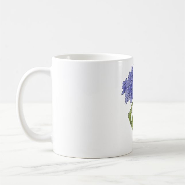 Mug Aquarelle Fleur d'Hydrangée peinte à la main (Gauche)