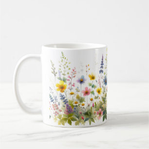 Mug Aquarelle Fleur sauvage bleu jaune Fleur