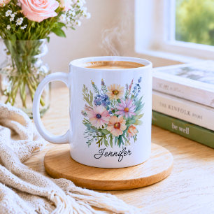 Mug Aquarelle Fleur sauvage bohème