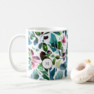 Mug Aquarelle fleurs botaniques élégant monogrammed