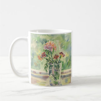Mug Aquarelle fleurs dans un verre pas une fenêtre
