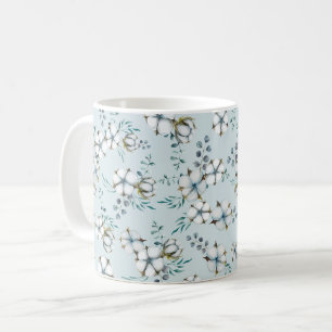 Mug Aquarelle Fleurs de coton et Eucalyptus