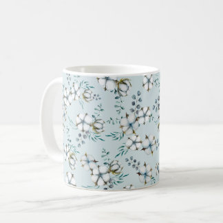 Mug Aquarelle Fleurs de coton et Eucalyptus
