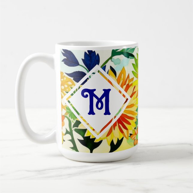 Mug Aquarelle Fleurs Monogrammes (Gauche)