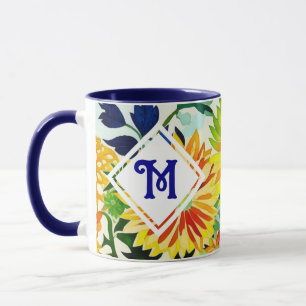 Mug Aquarelle Fleurs Monogrammes
