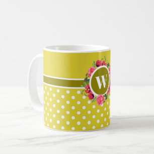 Mug Aquarelle Fleurs rouges et roses Cercle de couronn