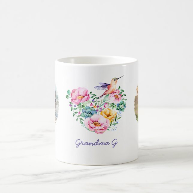 Mug Aquarelle Floral Heart Hummingbird Photo Cadeau (Centre)
