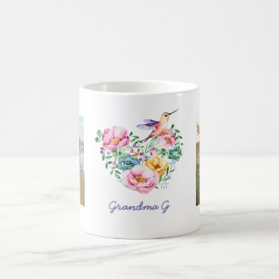 Mug Aquarelle Floral Heart Hummingbird Photo Cadeau