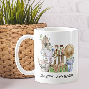 Mug Aquarelle Floral Jardinage Outils et devis