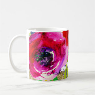 Mug Aquarelle Floral Moderne Audacieux Couleurs Vives
