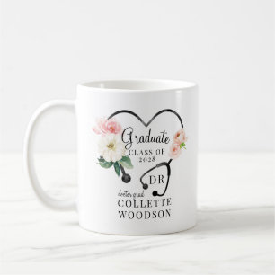 Mug Aquarelle Floral Stethoscope Infirmière Diplôme
