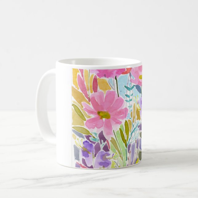 Mug Aquarelle Florale (Devant gauche)
